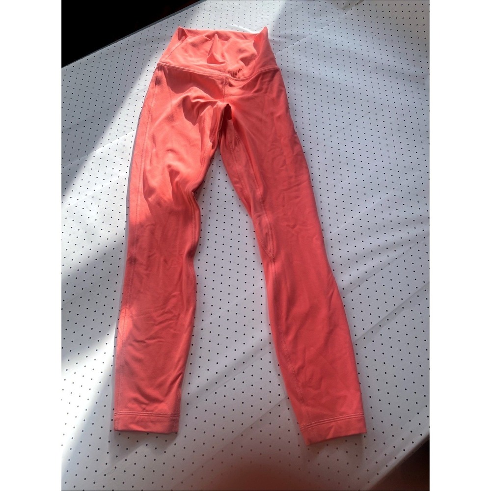 Lululemon Align Mid/High Rise Crop Leggings Coral Pink Size 2 Yoga Athleisure